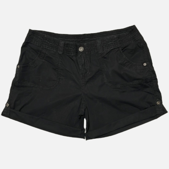 INC International Concepts Pants - INC Black Button Roll Up Hem Shorts Size 16